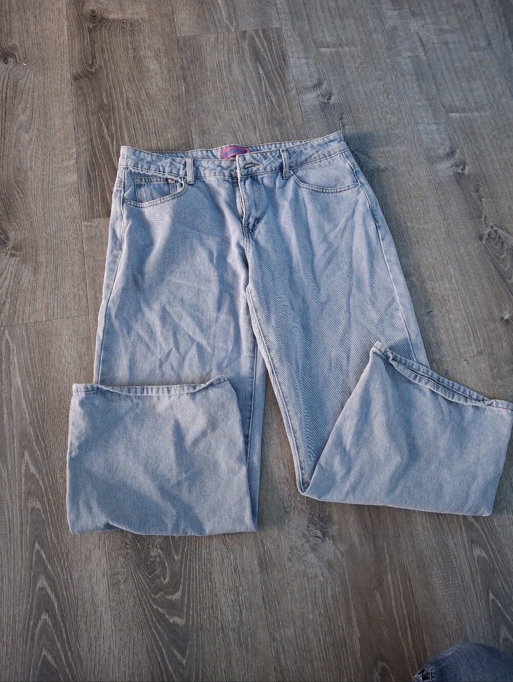 Light Wash Women's Jeans  Edikted Baggy Wide Leg Short Size Large